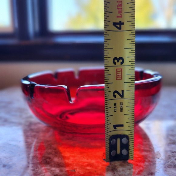 Viking Glass Red Glass Large Ashtray. Mid-century Modern Era, Vintage, smoke - Picture 8 of 10